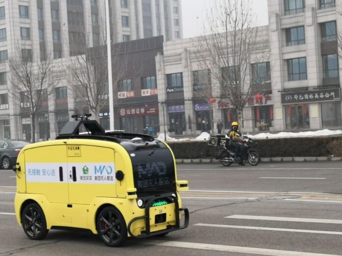 xe giao hàng không người lái meituan