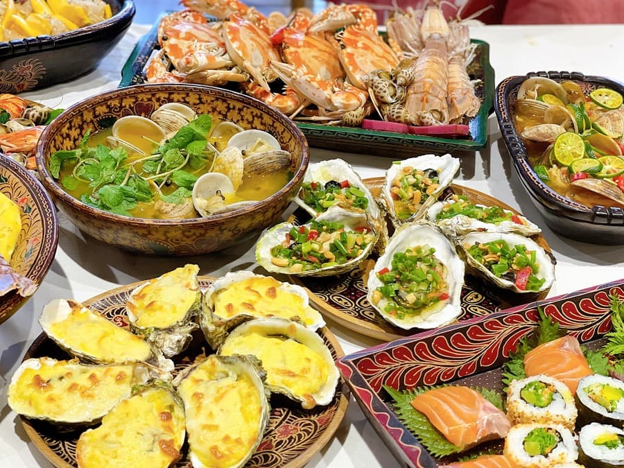 hải sản nhà hàng bay seafood buffet hồ tây