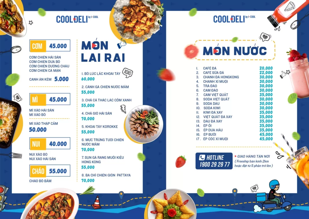 menu đồ uống thiết kế