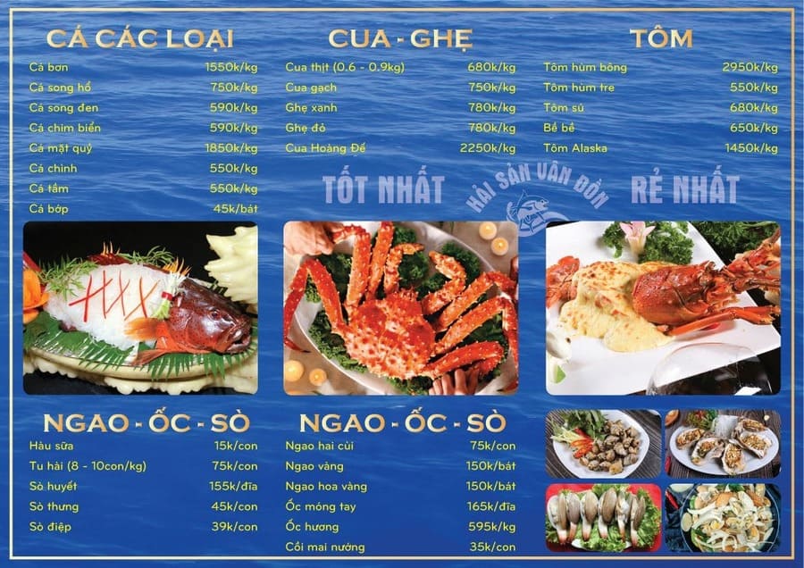 menu quán nhậu hải sản