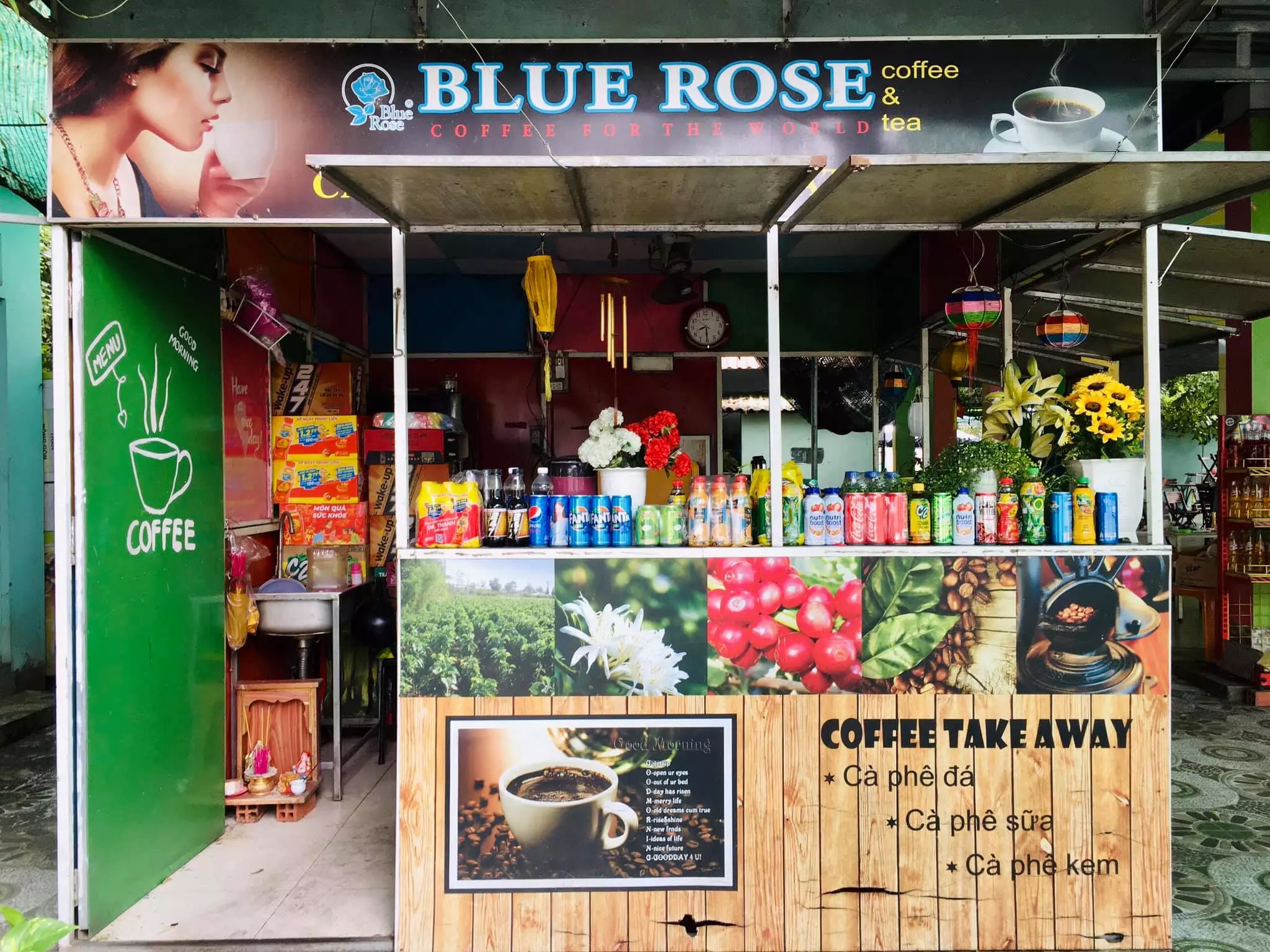 quầy cà phê nhượng quyền blue rose