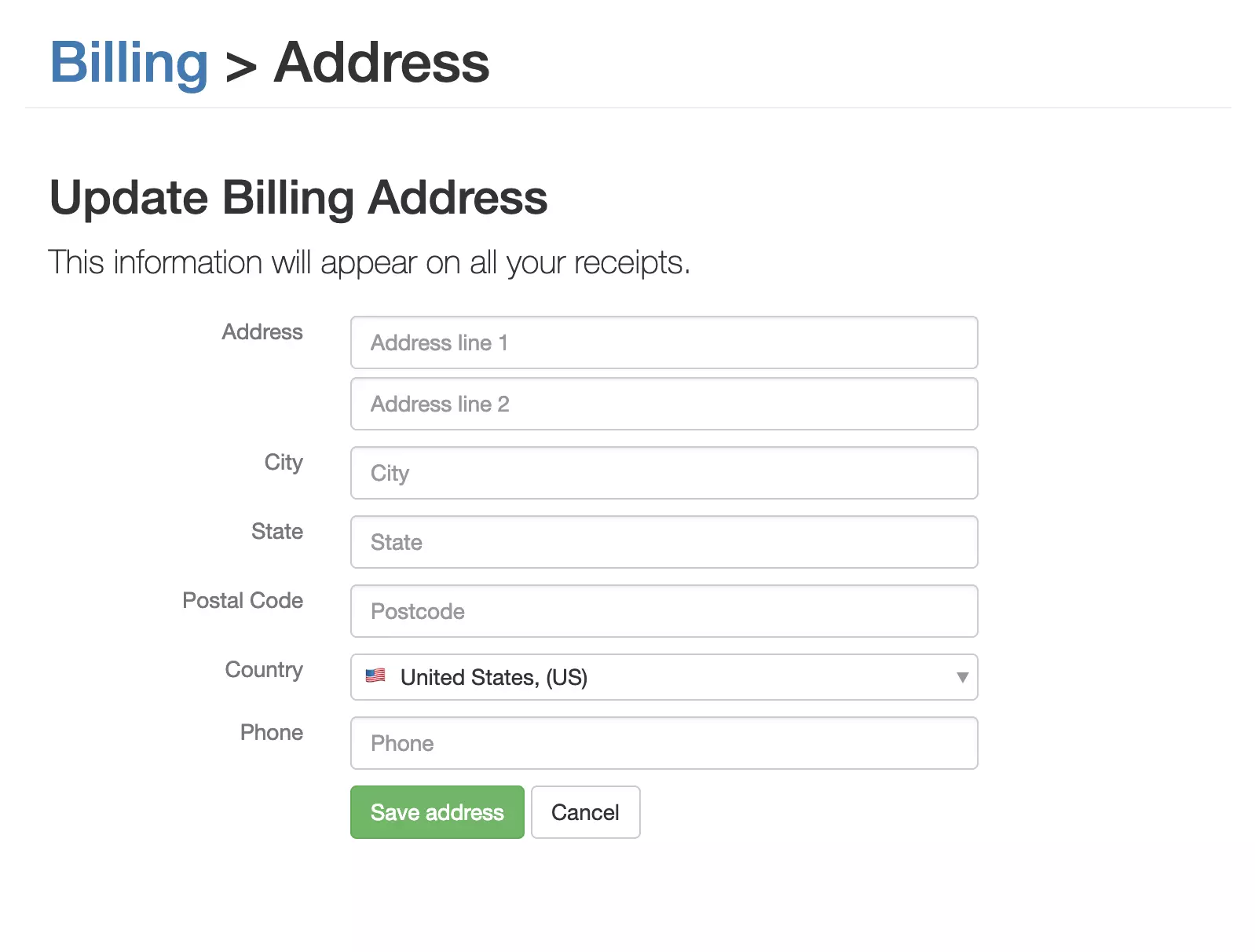 billing address