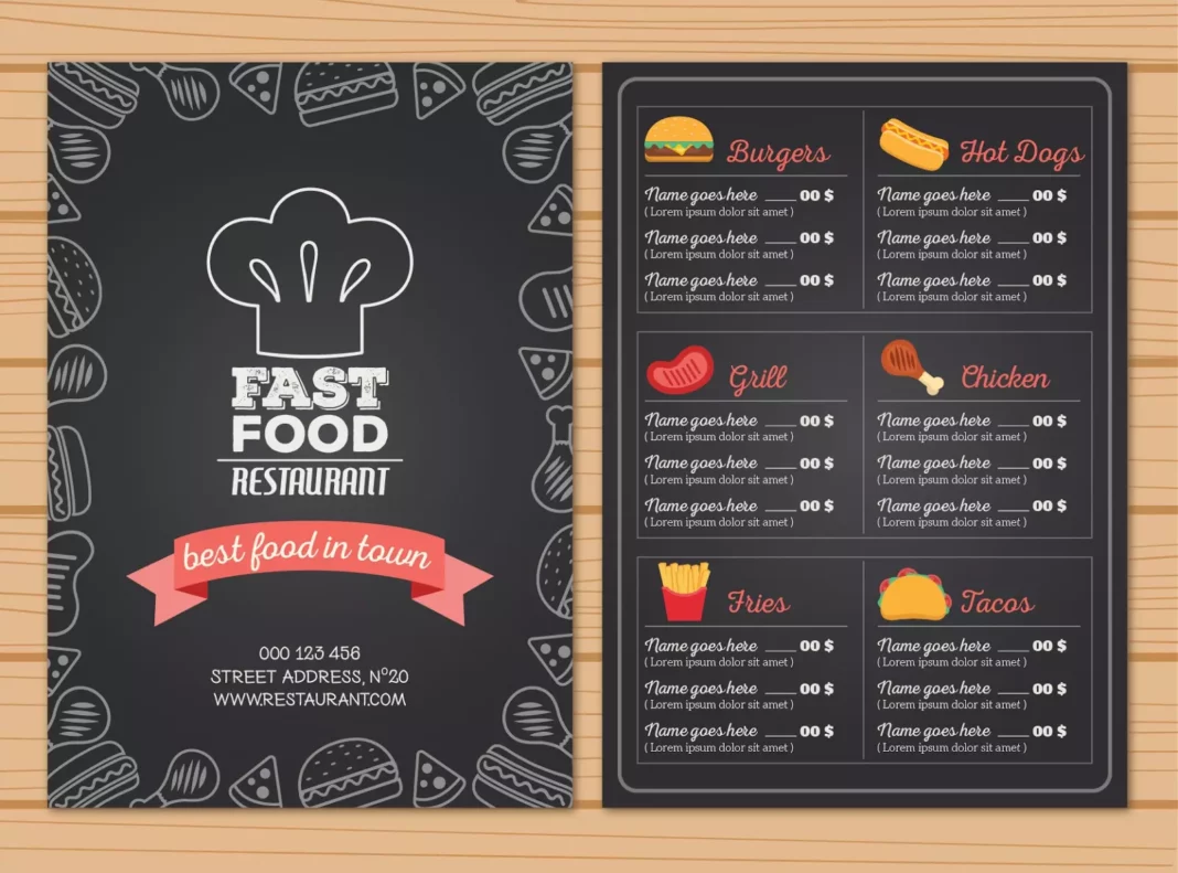 thiết kế menu nhà hàng